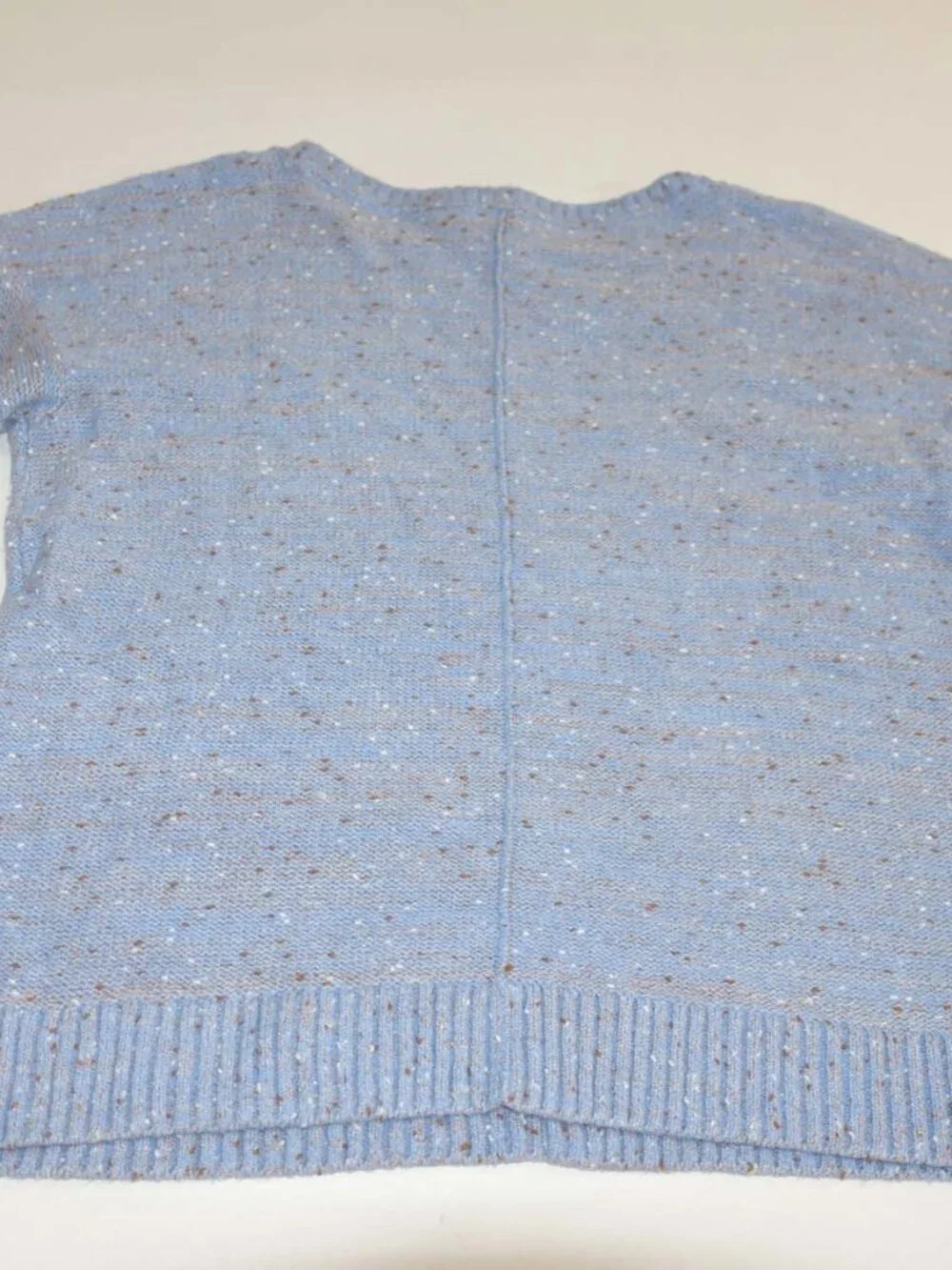 J. Jill Women's Crewneck Sweater Petite Size XS Speckled Blue Brown White Cotton